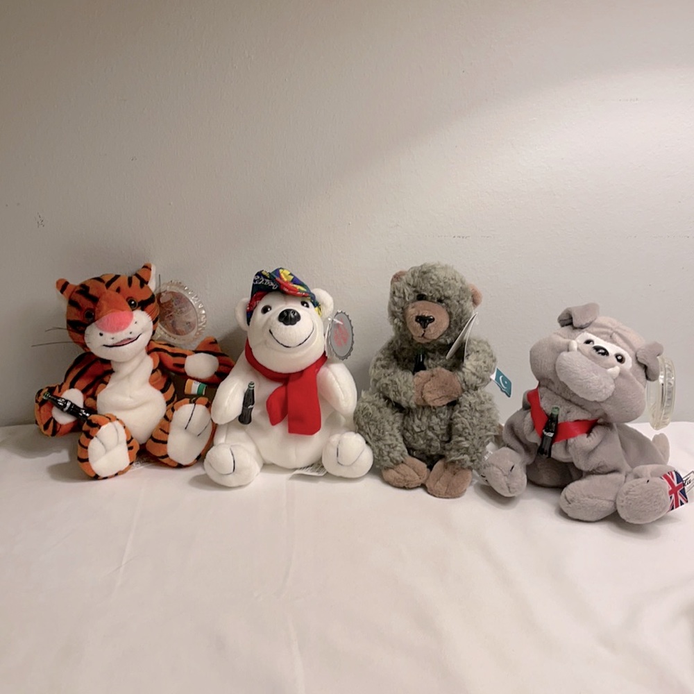 Vintage 90’s Coca Cola Plush Bean Bags Lot of 4
